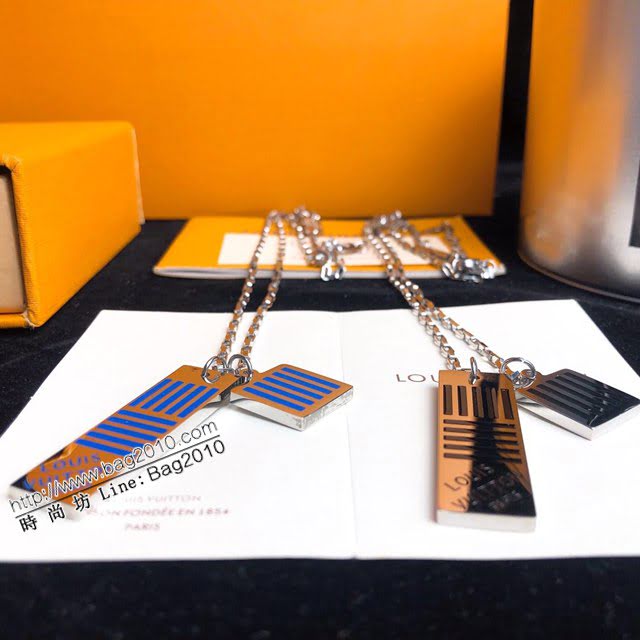 Louis Vuitton新款飾品 路易威登進口琺瑯吊墜項鏈 LV粗鏈條吊墜鎖骨鏈  zglv1856